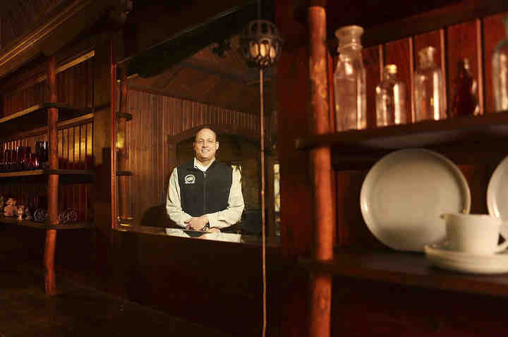 Todd Younkin is the new director of the Fairfield County Park District. Here he poses for a portrait at Mambourg Lodge within Mambourg Park which is not ready for the public yet. The lodge was constructed in 1931 by Robert Mambourg.  It was the family's country retreat on 116 acres of fields, woods and deep ravines.  (Jonathan Quilter / The Columbus Dispatch)